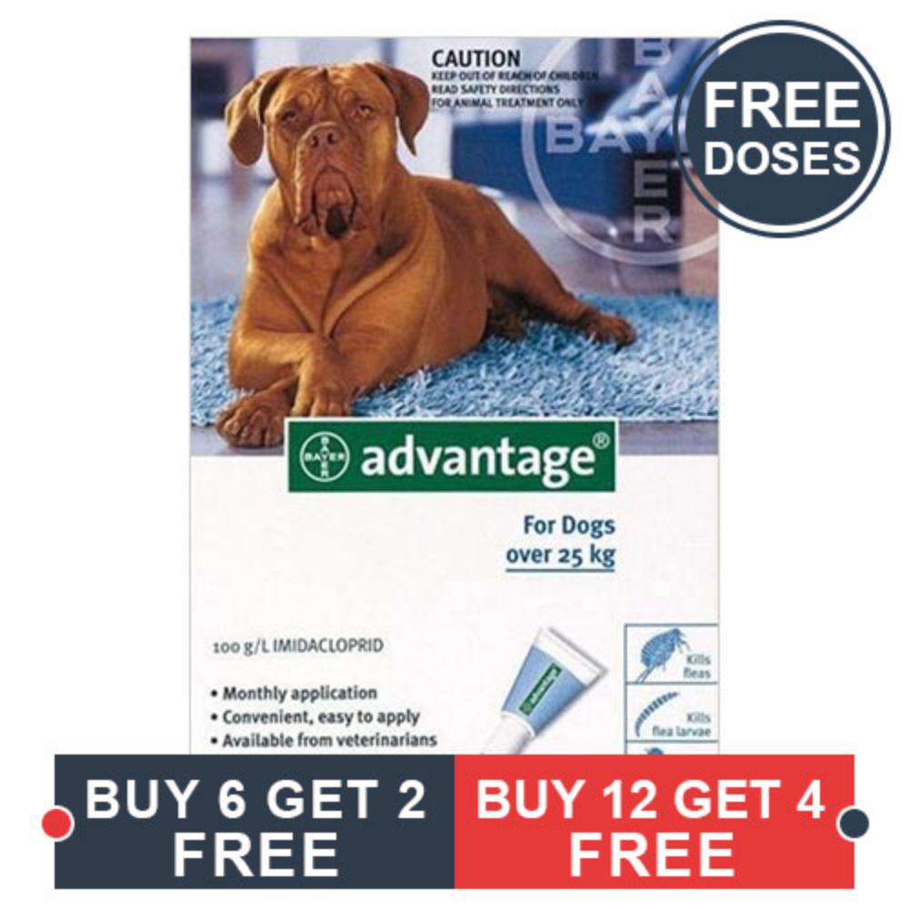 Advantage Extra Large Dogs Over 55 Lbs (Blue) 12 + 4 Doses Free