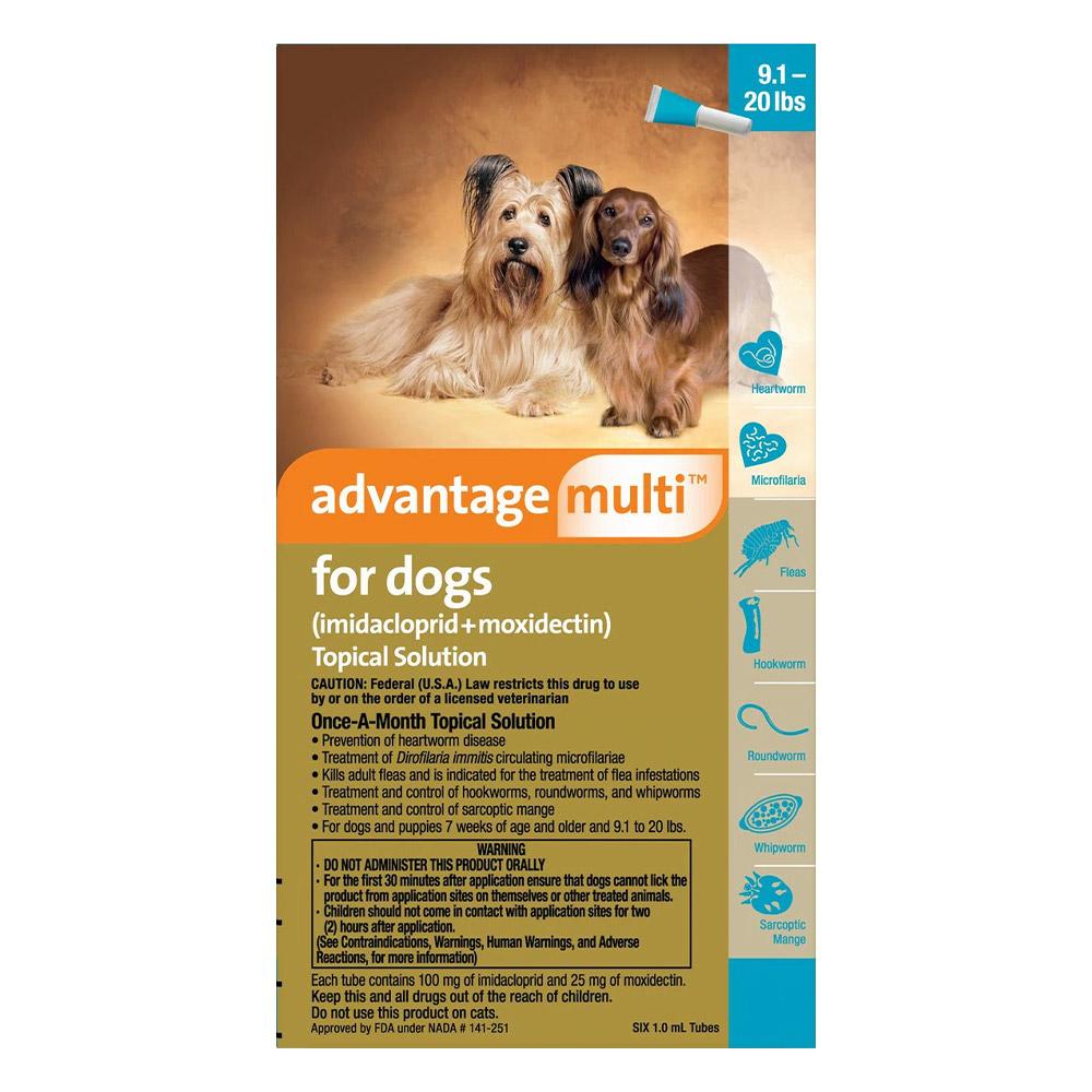 Advantage Multi (Advocate) Medium Dogs 9.1-20 Lbs (Aqua) 12 Doses