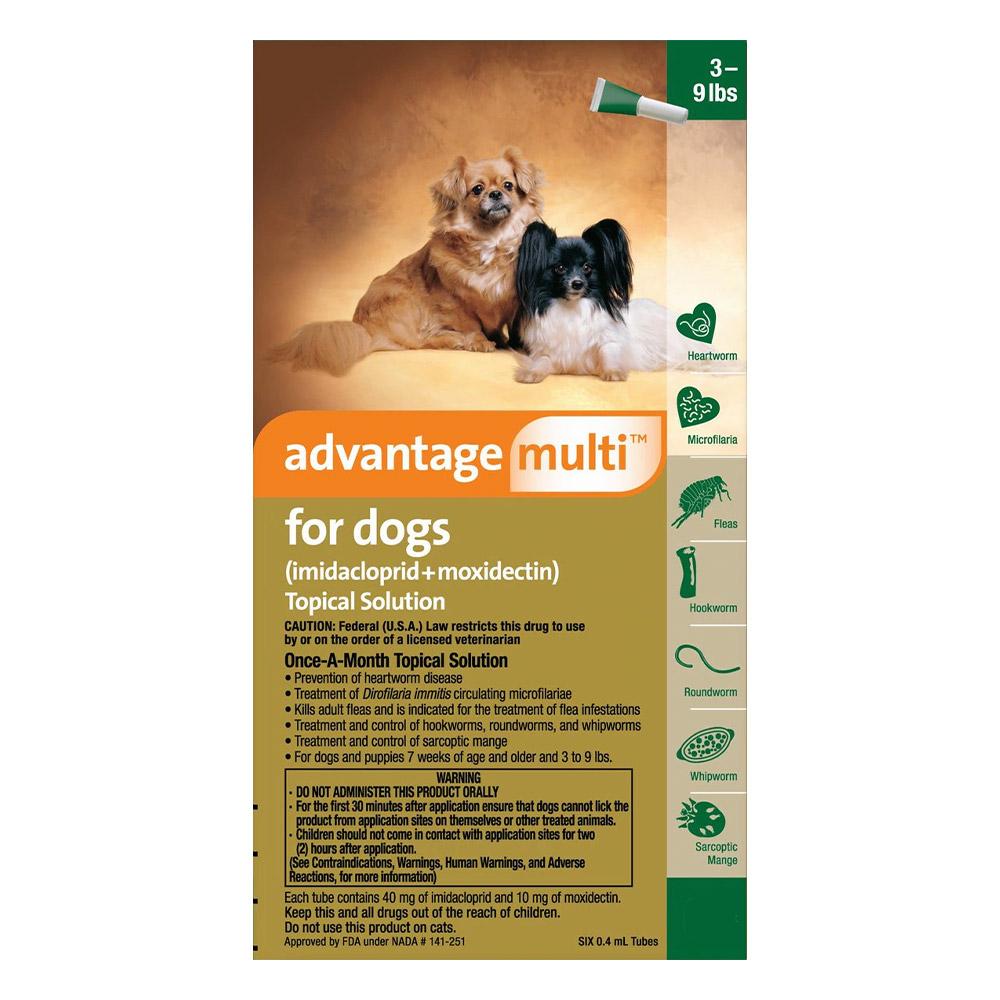Advantage Multi (Advocate) Small Dogs 3-9 Lbs (Green) 6 Doses