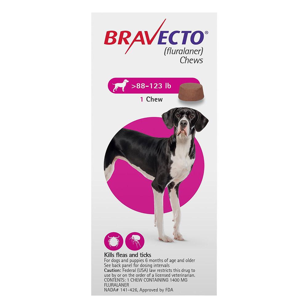 Bravecto For Extra Large Dogs 88-123lbs (Pink) 2 Chews