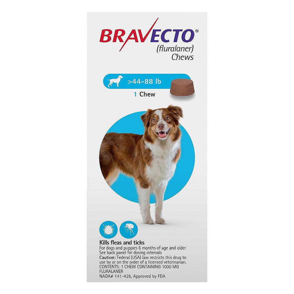 Bravecto For Large Dogs 44-88lbs (Blue) 3 Chews