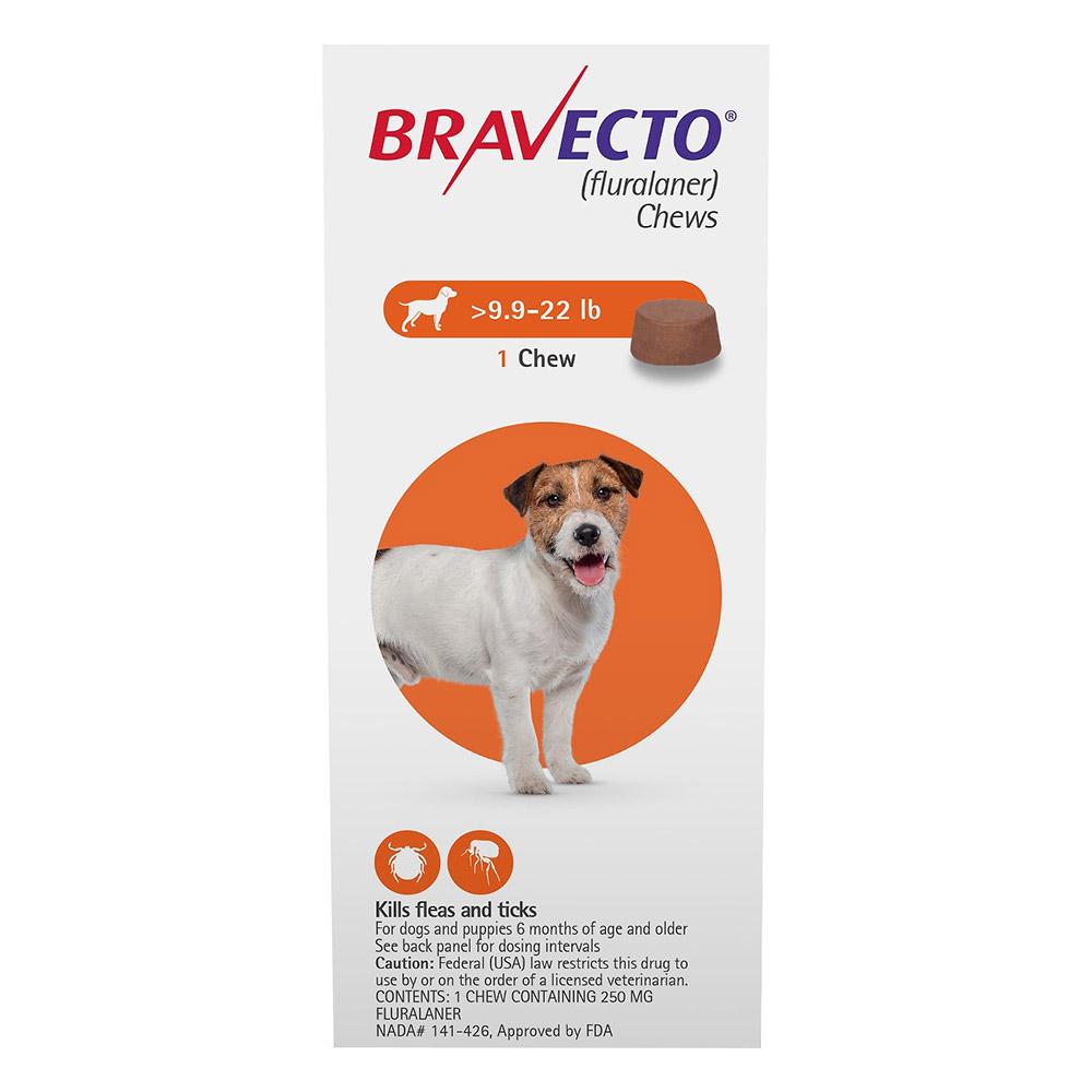 Bravecto For Small Dogs 9.9-22lbs (Orange) 1 Chew