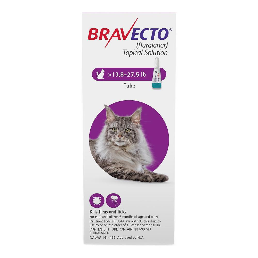 Bravecto Spot On For Large Cats 13.8 Lbs - 27.5 Lbs (Purple) 500 Mg 1 Pack