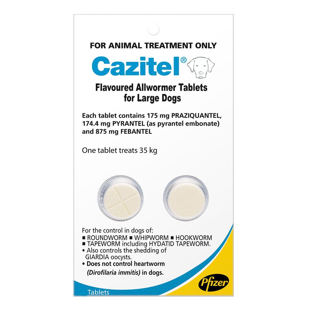 Cazitel Flavoured Allwormer Dogs 77lbs (35kg) 2 Tablets