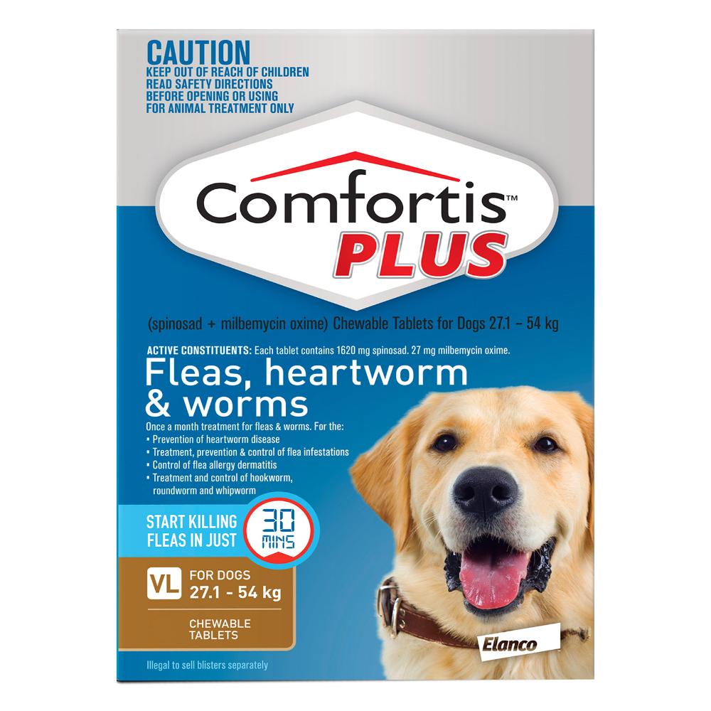Comfortis Plus (Trifexis) For Very Large Dogs 27.1-54 Kg (60.1 - 120lbs) Brown 6 Chews
