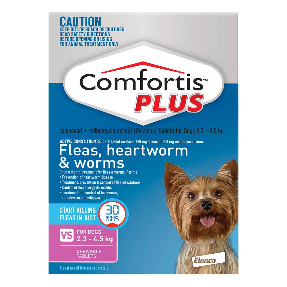 Comfortis Plus (Trifexis) For Very Small Dogs 2.3-4.5 Kg (5 - 10lbs) Pink 6 Chews