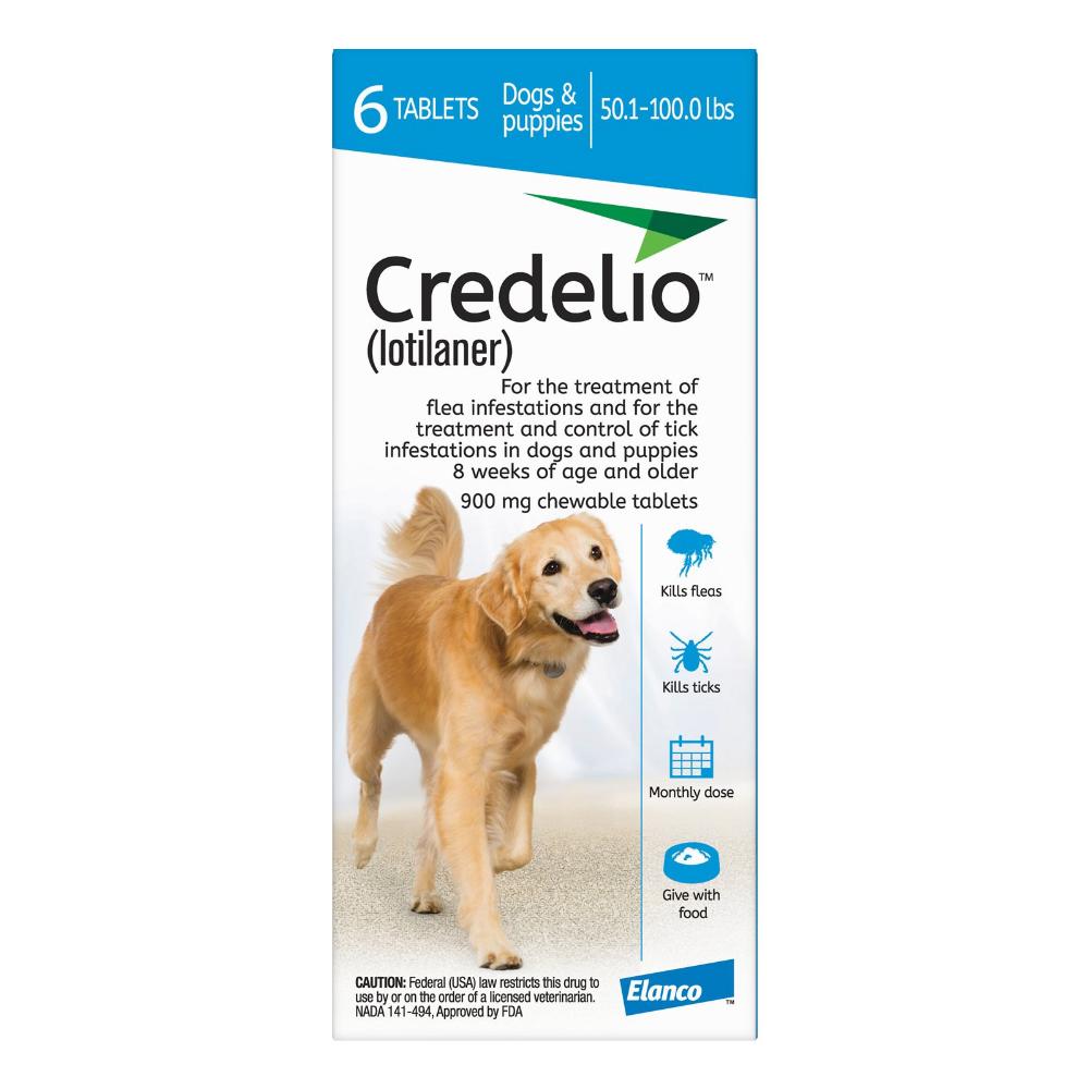 Credelio For Dogs 50 To 100 Lbs (900mg) Blue 12 Doses