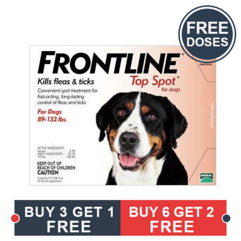 Frontline Top Spot Extra Large Dogs 89-132lbs (Red) 6 + 2 Pipette Free
