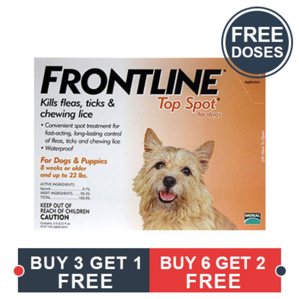 Frontline Top Spot Small Dogs 0-22 Lbs (Orange) 3 + 1 Pipette Free