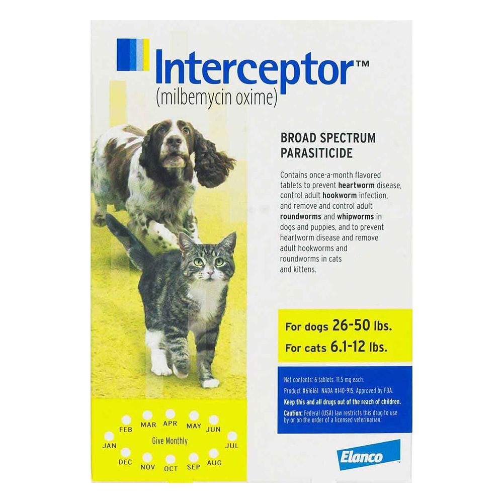 Interceptor For Medium Dogs 26-50 Lbs (Yellow) 3 Chews