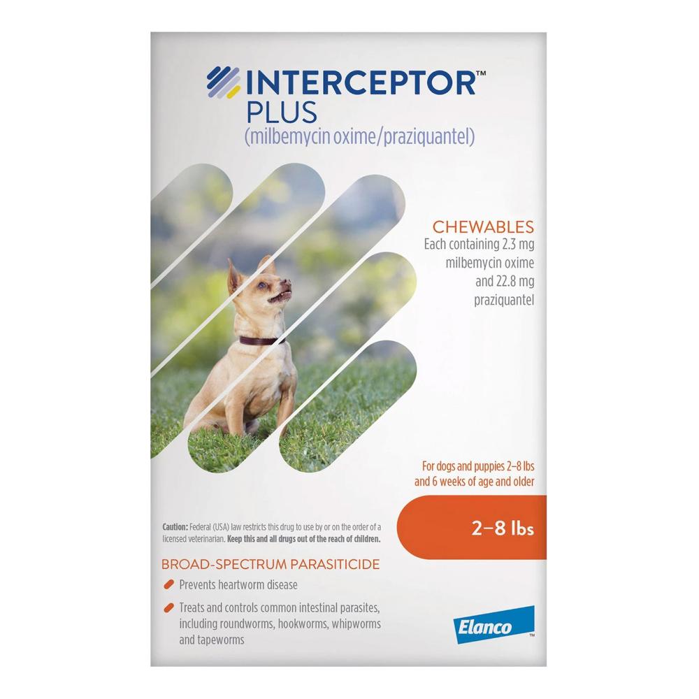 Interceptor Plus Chew (Interceptor Spectrum) For Dogs 2-8lbs (Orange) 6 Chews