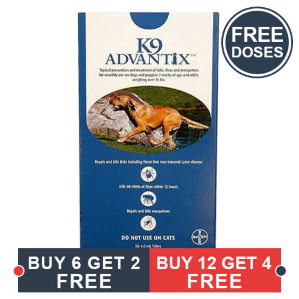 K9 Advantix Extra Large Dogs Over 55 Lbs (Blue) 6 + 2 Doses Free