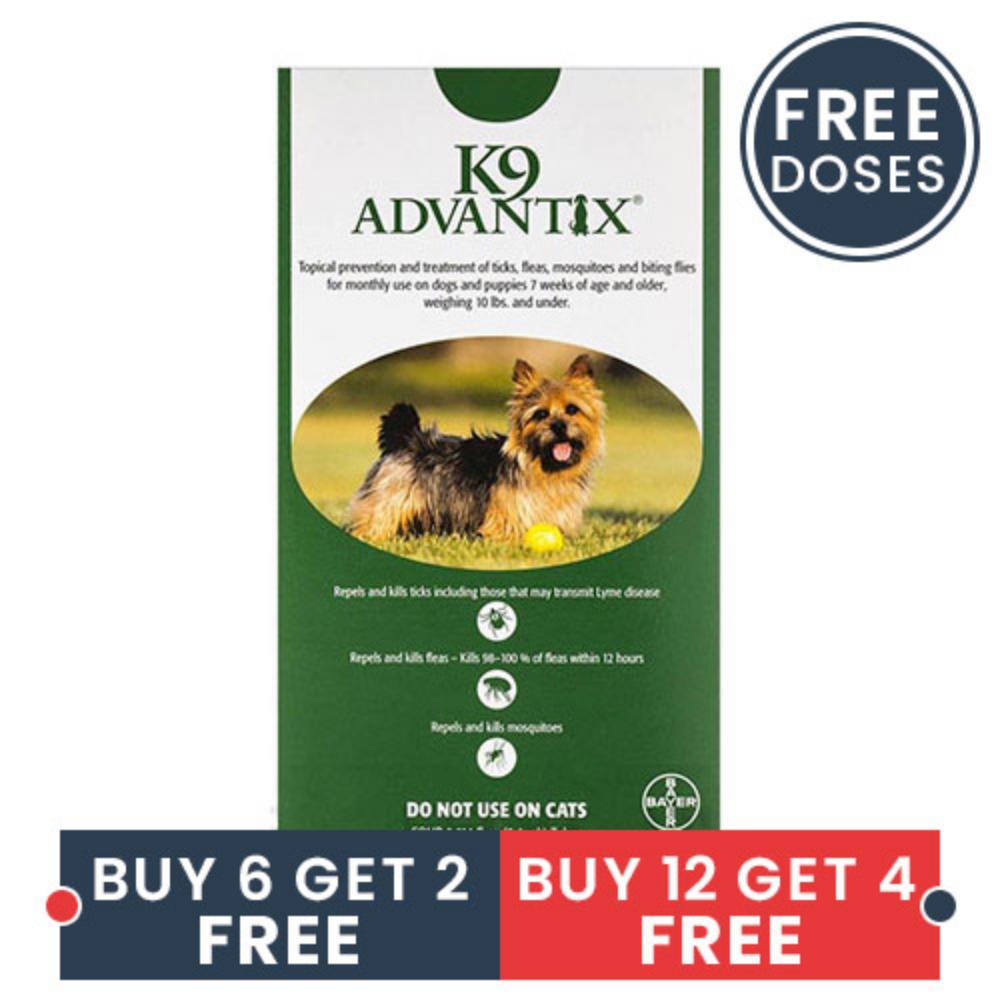 K9 Advantix Small Dogs/Pups 1-10 Lbs (Green) 4 Doses