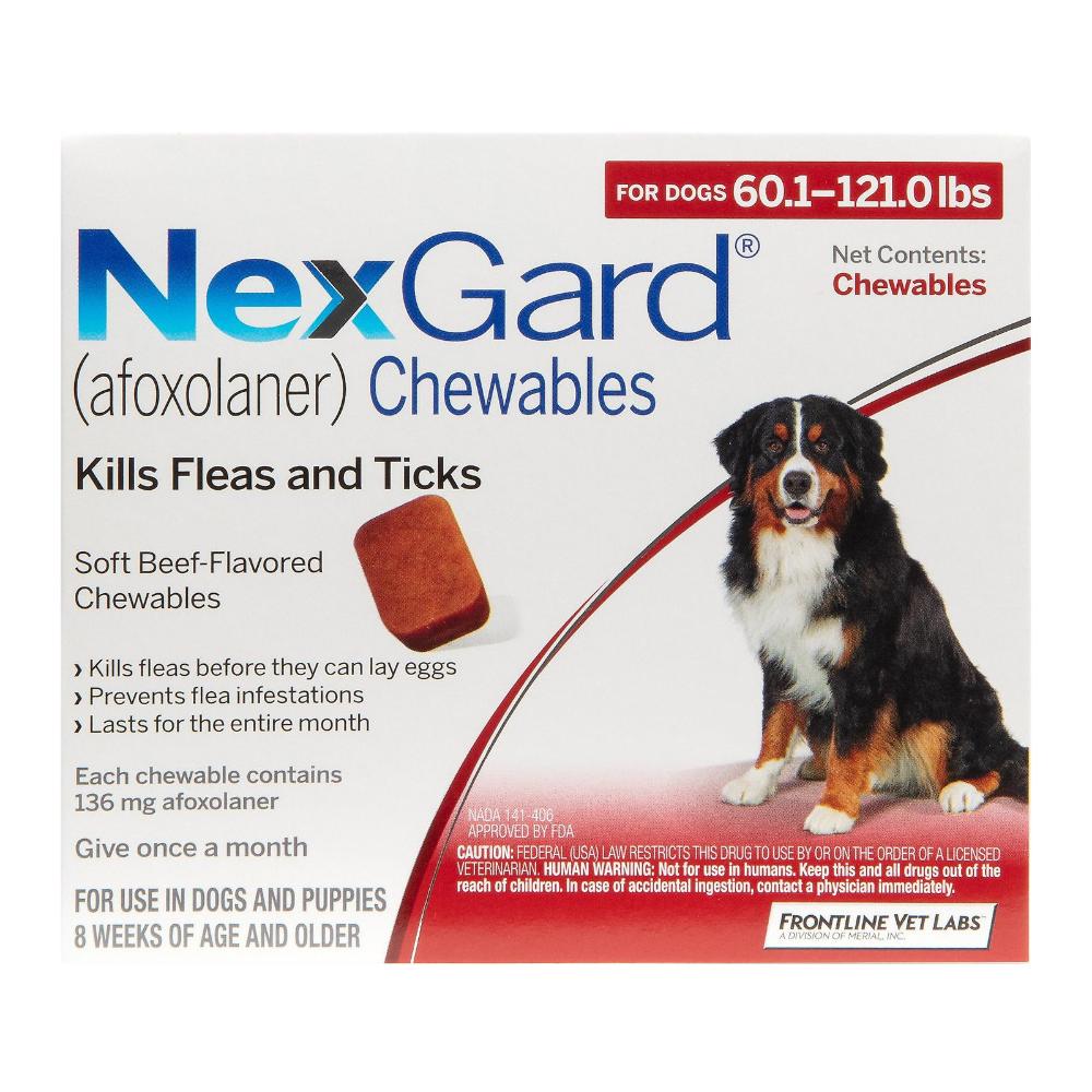 Nexgard Chewables For Extra Large Dogs 60.1-120 Lbs (Red) 136mg 12 Chews