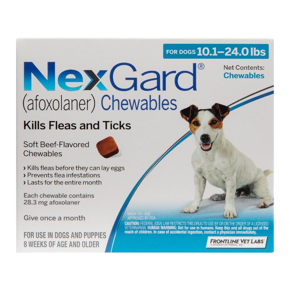 Nexgard Chewables For Medium Dogs 10.1-24 Lbs (Blue) 28mg 3 Chews