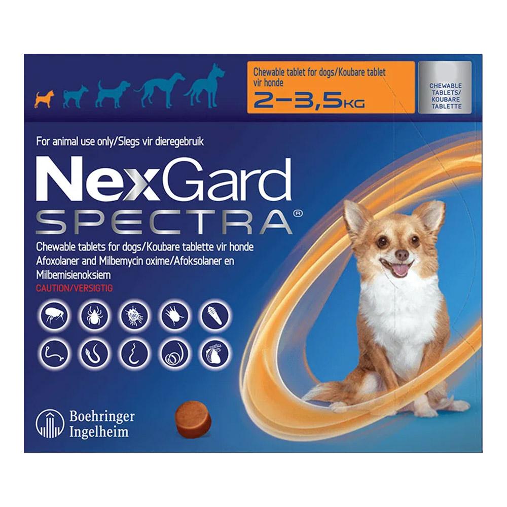 Nexgard Spectra Tab Xsmall Dog Upto 4.4-7.7 Lbs Orange 6 Pack