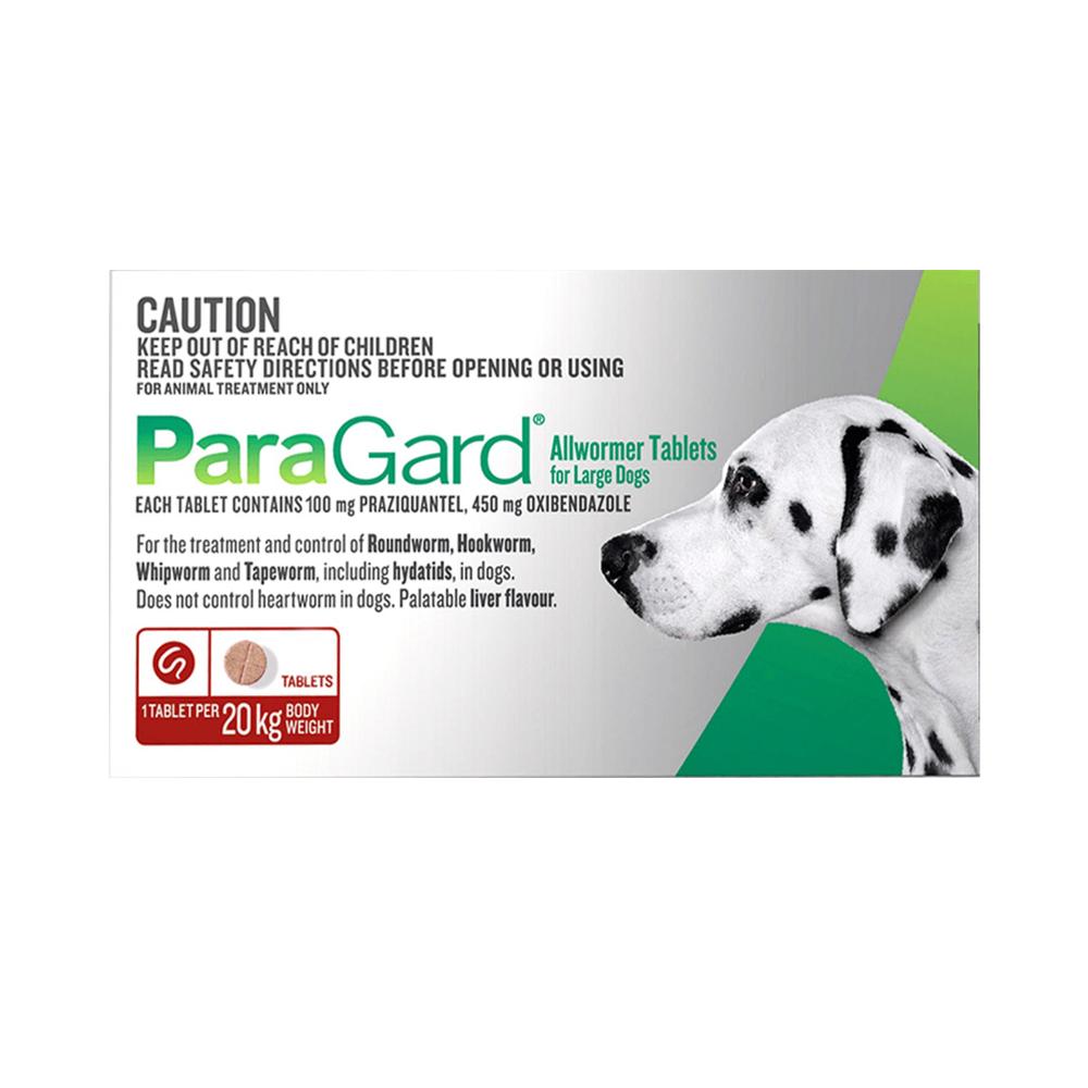 Paragard Allwormer For Large Dogs 44 Lbs (20 Kg) Red 3 Tablets