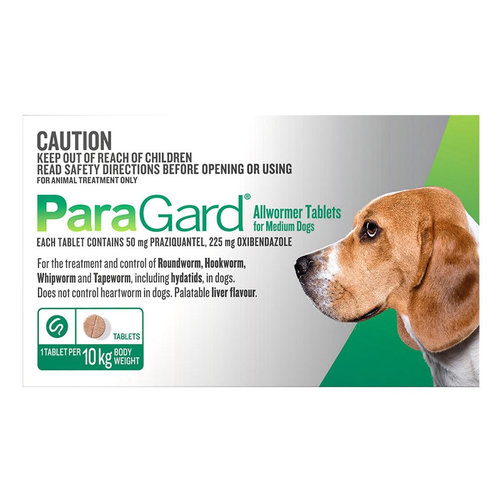 Paragard Allwormer For Medium Dogs 22 Lbs (10kg) Green 4 Tablets
