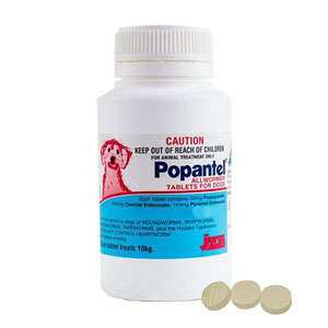 Popantel Allwormer For Dogs 10 Kg (22 Lbs) 2 Tablets