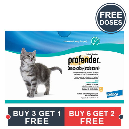 Profender Small Cats & Kittens (0.35 Ml) 2.2-5.5 Lbs 3 Dose + 1 Dose Free
