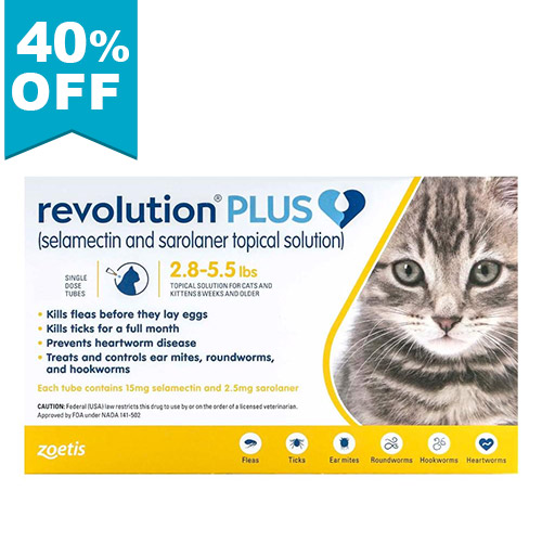 40% Off Revolution Plus For Kittens And Small Cats 2.8-5.5lbs (Yellow) 12 Pack