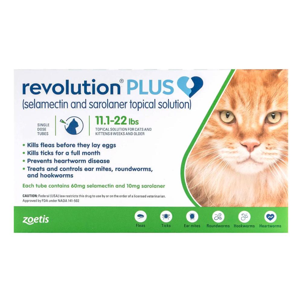 Revolution Plus For Large Cats 11-22lbs (5-10kg) Green 3 Pack