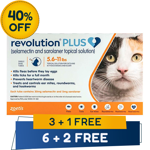 Buy Revolution Plus For Medium Cats 5.5-11lbs (2.5-5kg) Orange - Free ...