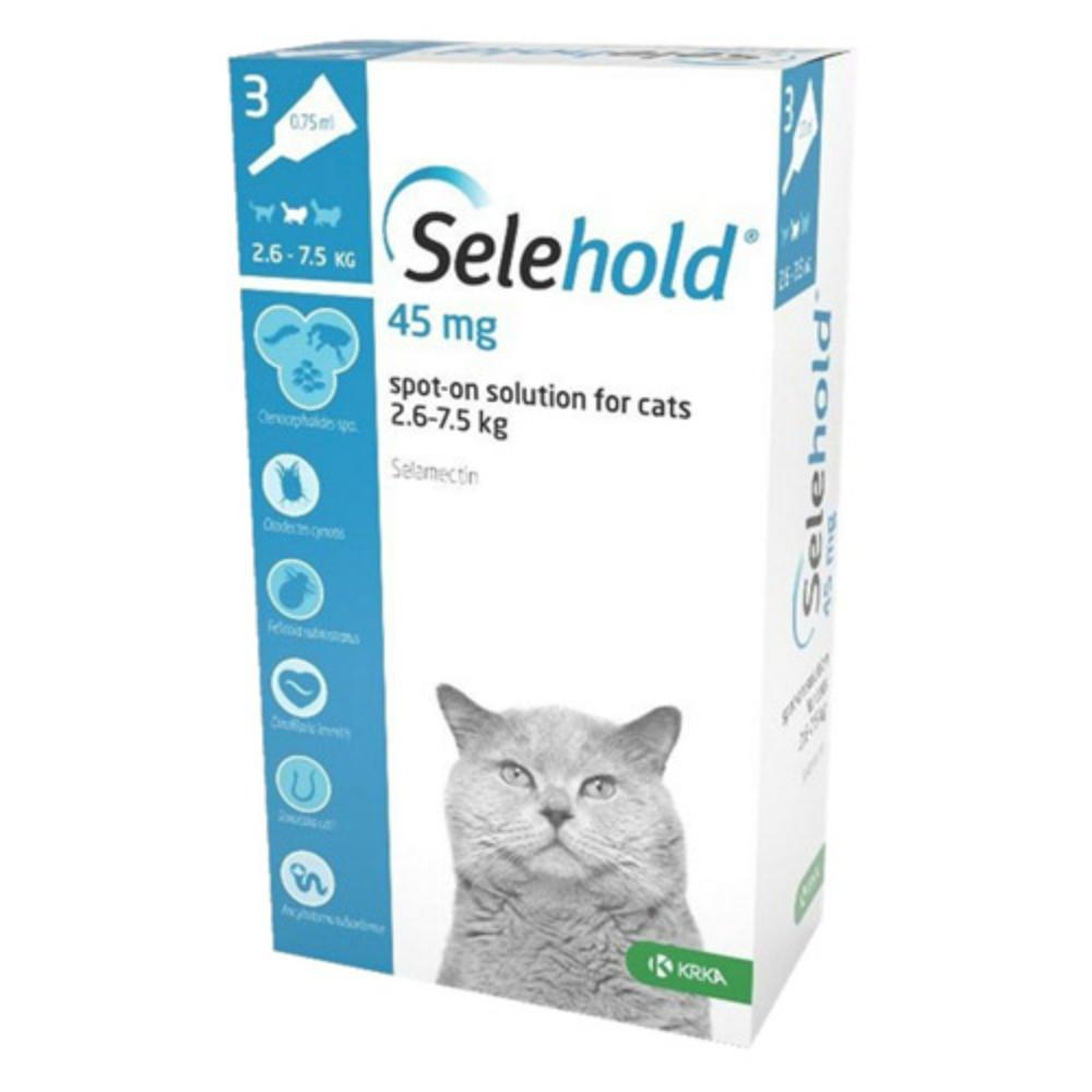 Selehold (Generic Revolution) For Cats 5.5-16.5lbs (Blue) 45mg/0.75ml 6 Pack