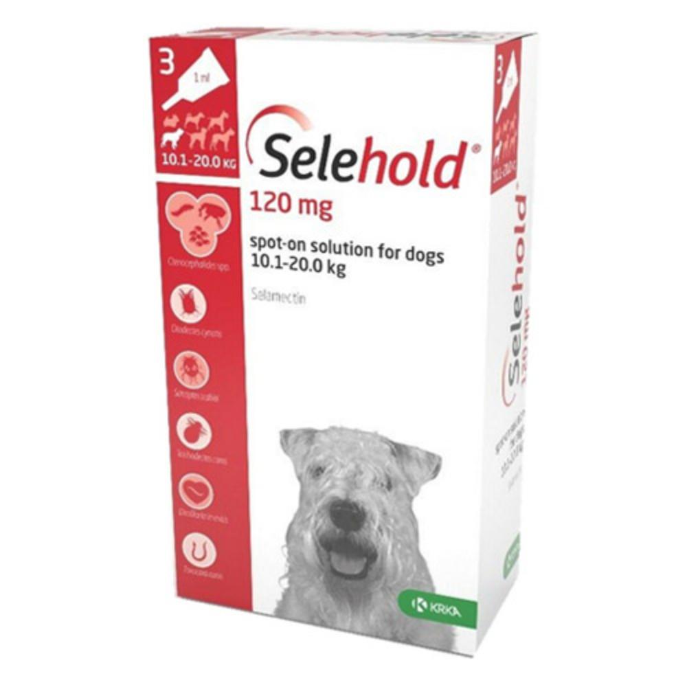 Selehold (Generic Revolution) For Medium Dogs 22-44lbs (Red) 120mg/1.0ml 12 Pack