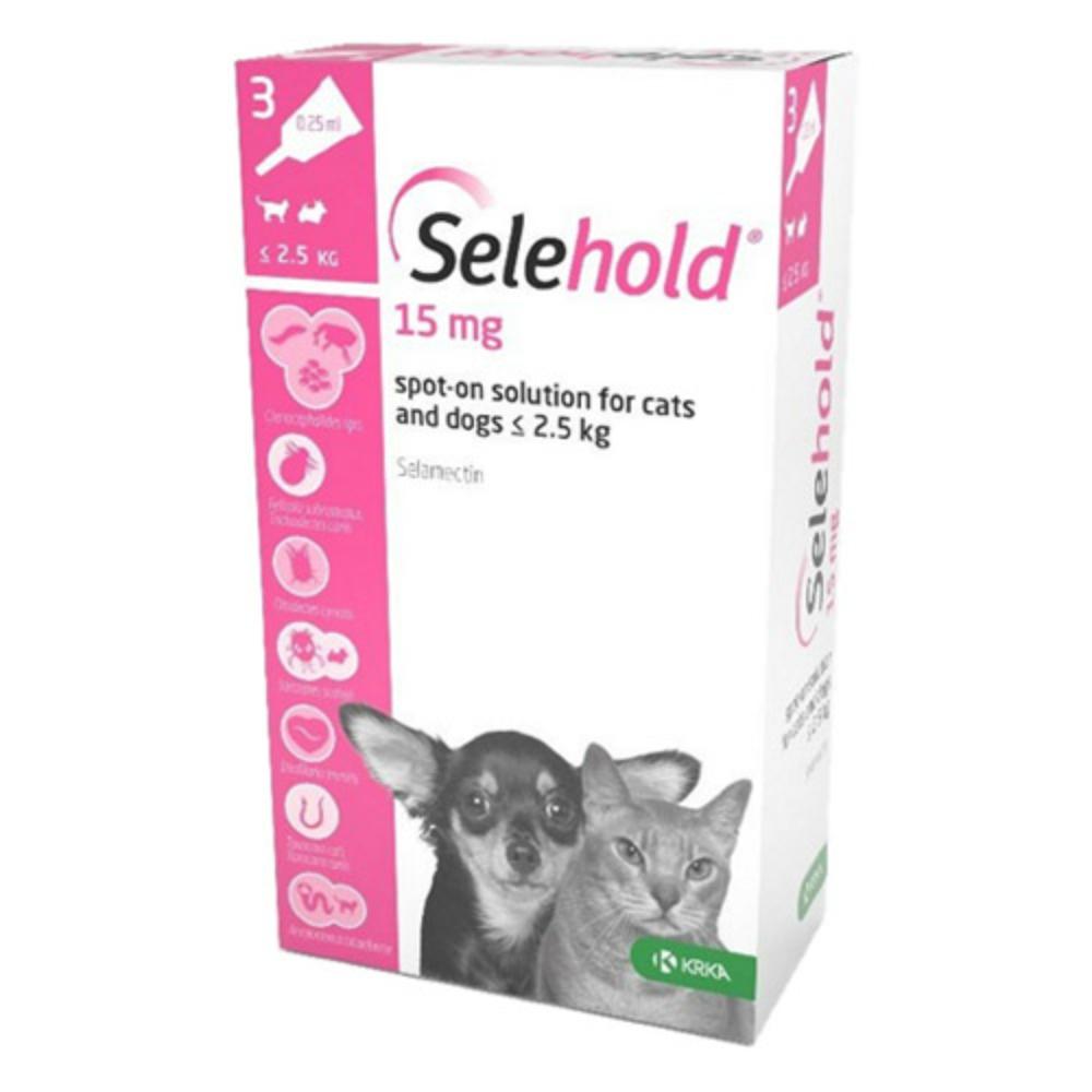 Selehold (Generic Revolution) For Puppy/Kittens Upto 5.5lbs (Pink) 15mg/0.25ml 3 Pack