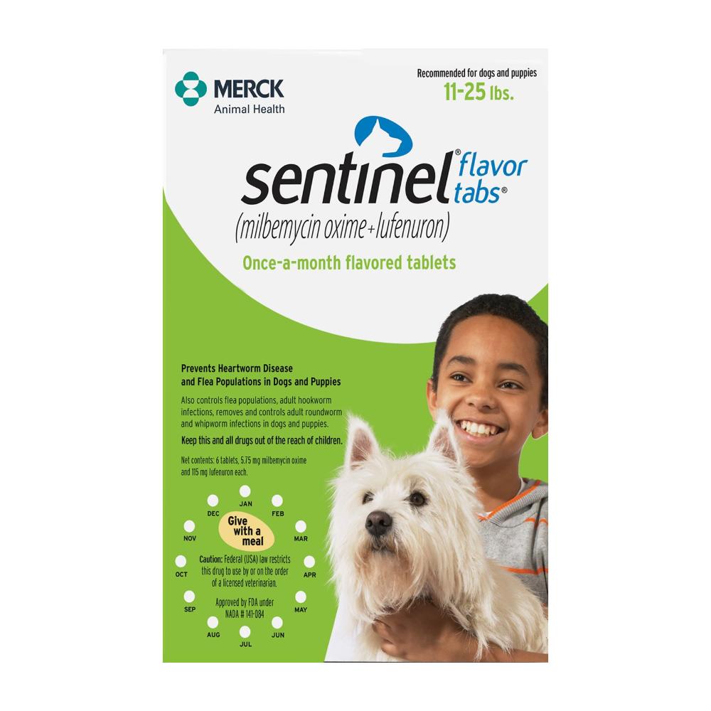 Sentinel Dogs 11-25 Lbs (Green) 3 Chews