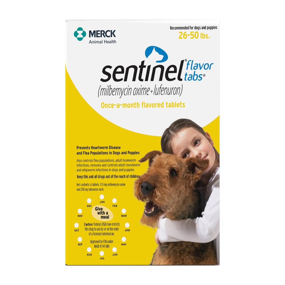 Sentinel Dogs 26-50 Lbs (Yellow) 12 Chews