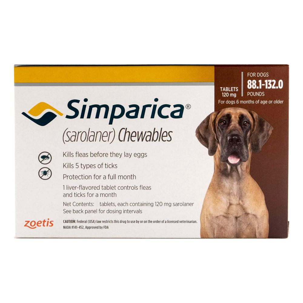 Simparica Oral Flea & Tick Preventive For Dogs Above 88 Lbs (Red) 3 Doses