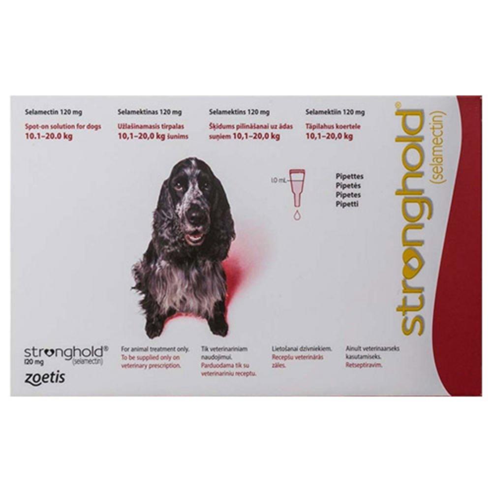 Stronghold Dogs 22lbs - 44lbs (10.1-20.0 Kg)120 Mg Red 12 Pipette