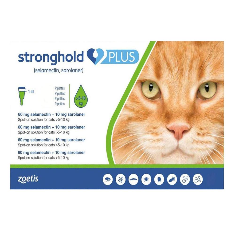 Stronghold Plus For Large Cats 11-24lbs (5-10kg) Green 12 Pack