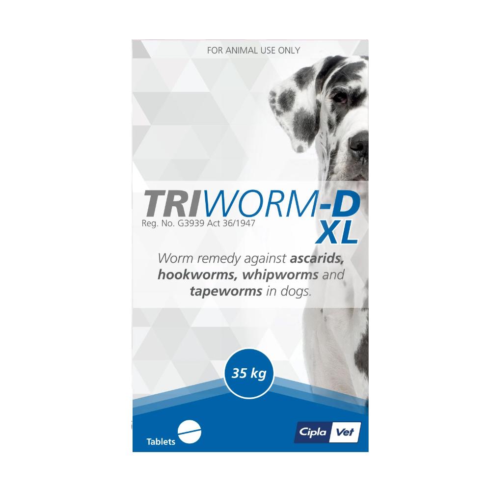 Triworm-D Dewormer For Large Dogs 4 Tablets
