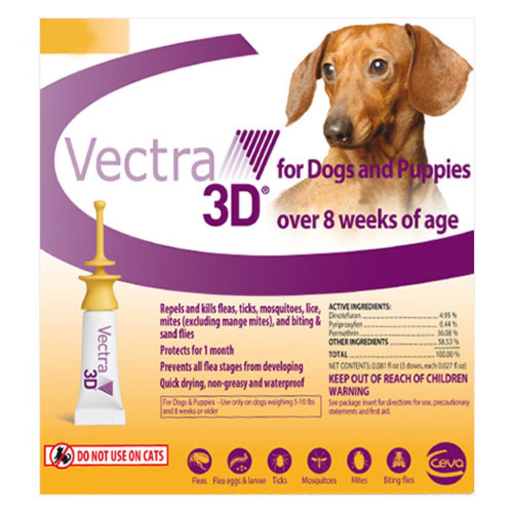 Vectra 3d For Very Small Dogs Upto 8lbs 3 Doses